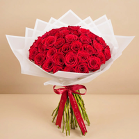 عناق الشغف: باقة فاخرة من 50 وردة حمراء