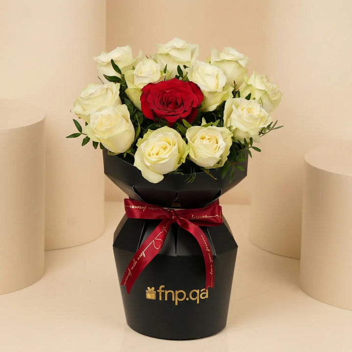 Elegant Peach & Red Rose