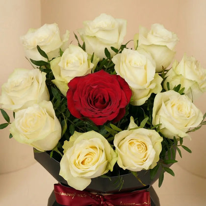 Elegant Peach & Red Rose