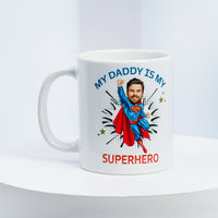 Personalized Superhero Caricature Mug for Dad - Customizable Gift