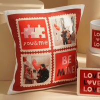 طقم هدايا الحب الفاخر المخصص: وسادة، كوب، دفتر وواقي