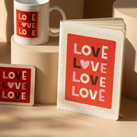 طقم هدايا الحب الفاخر المخصص: وسادة، كوب، دفتر وواقي