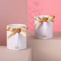 Elegant Personalized Name Couple Mugs - Set of 2 Ceramic Cups