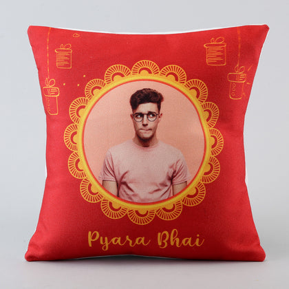 Personalized Bhai Dooj Cushion Gift with Custom Photo