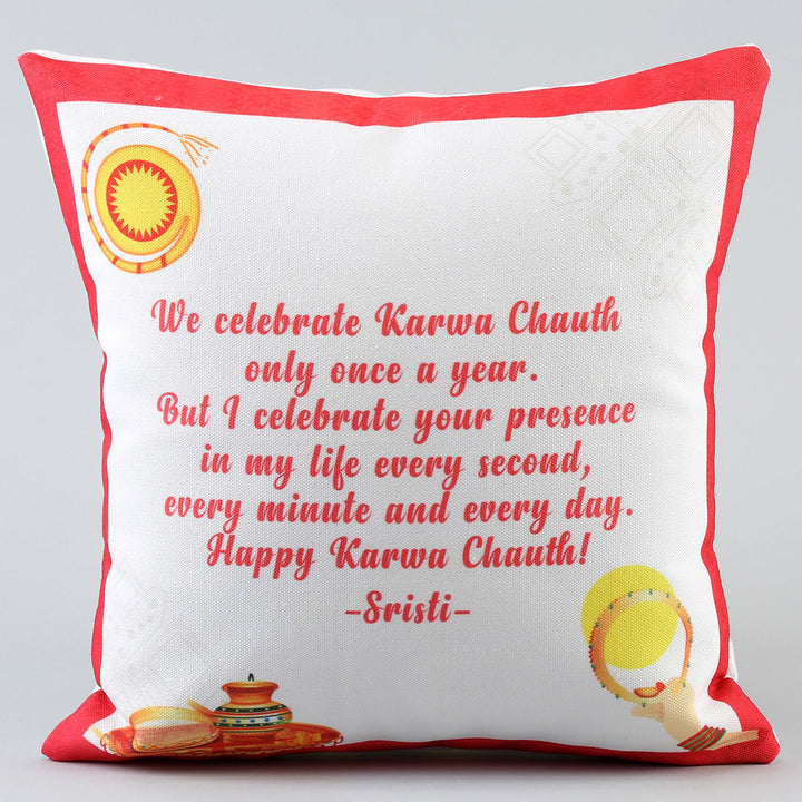 Personalized Karwa Chauth Celebration Cushion Gift