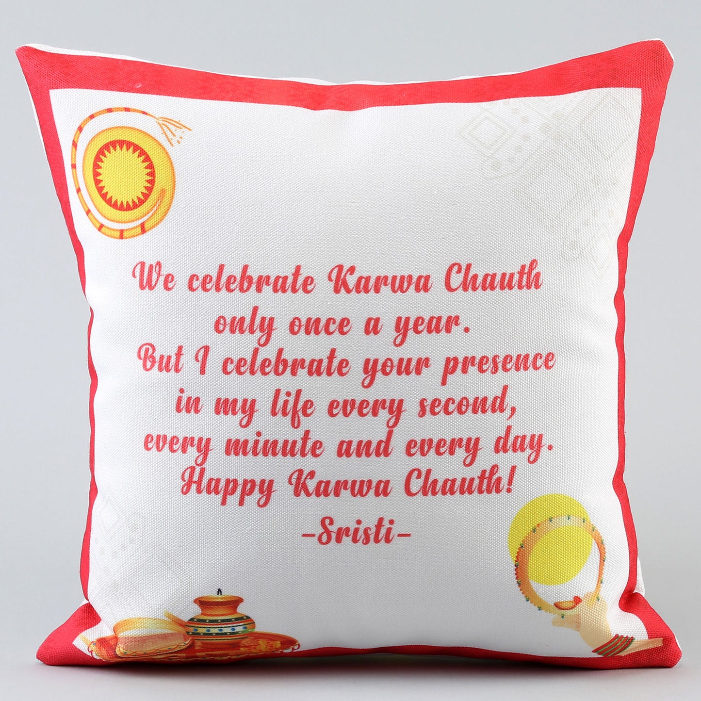 Personalized Karwa Chauth Celebration Cushion Gift