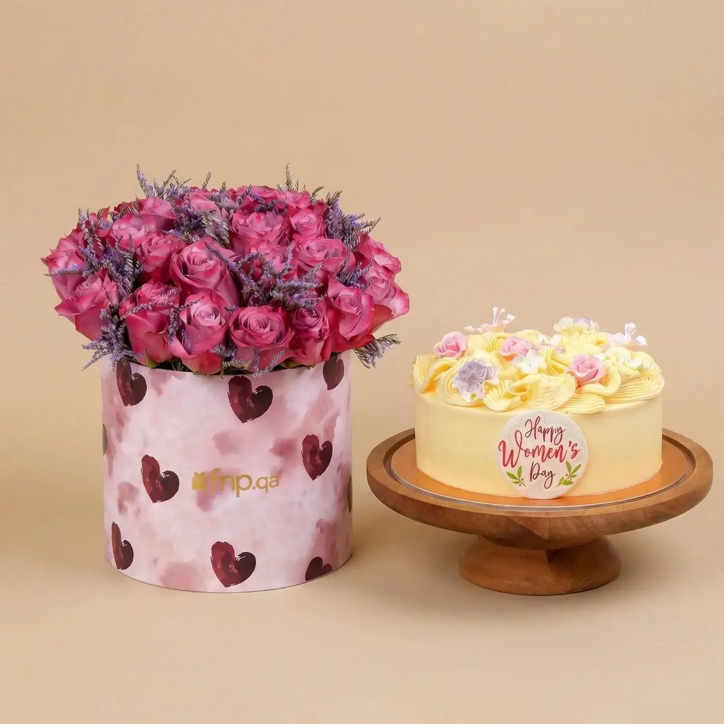 Exquisite Purple Rose & Cake Celebration Combo