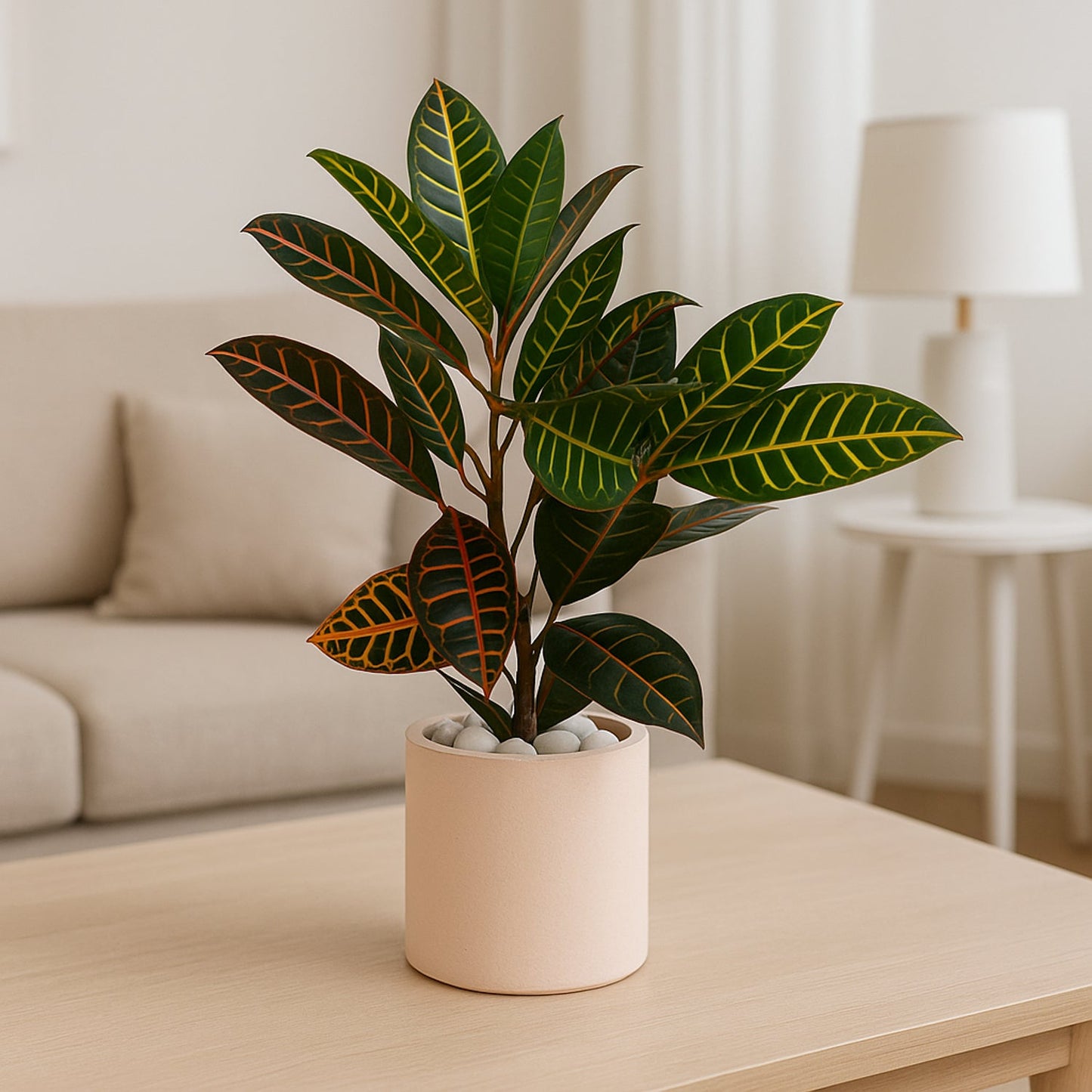 Petra Croton in Cement Planter