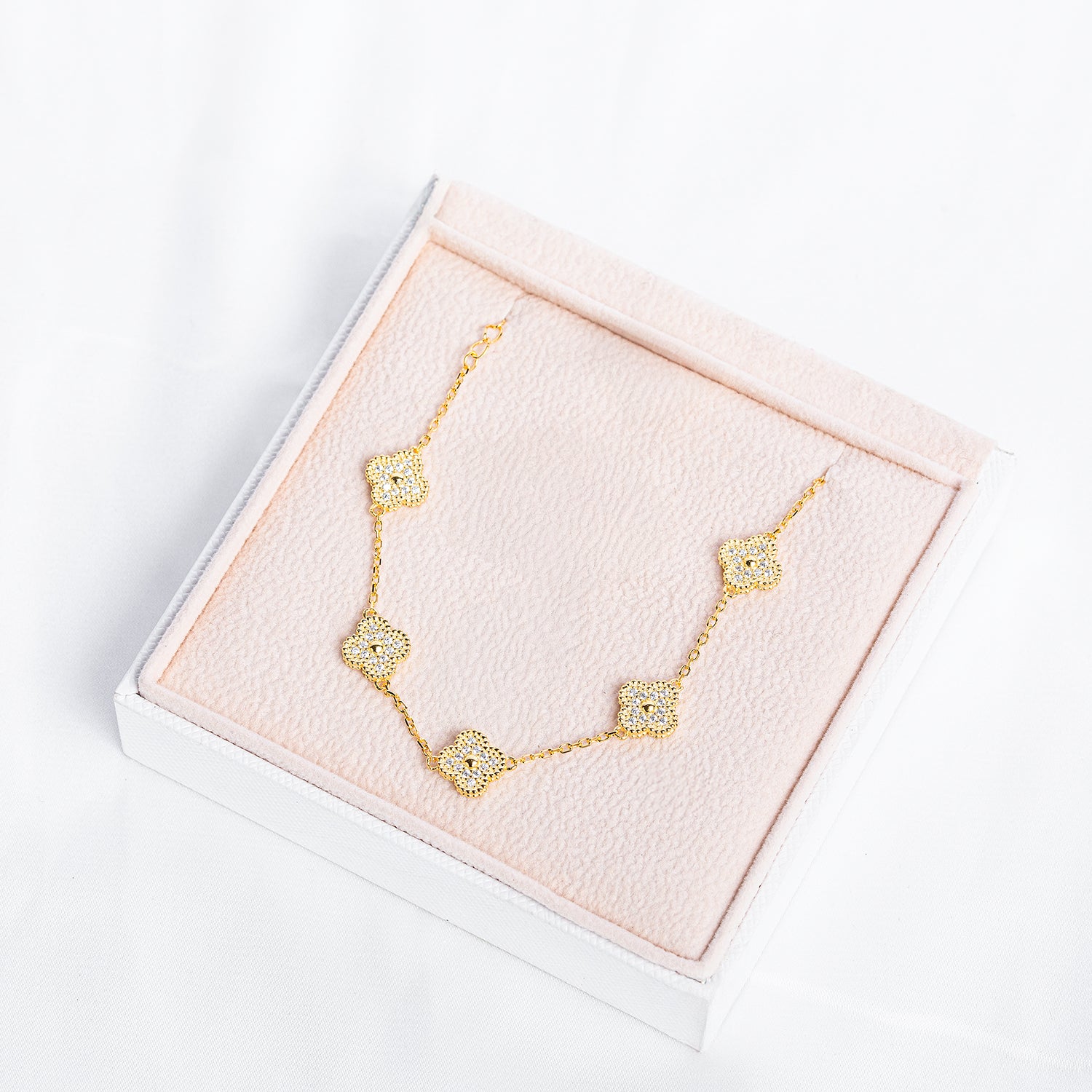 Pink Floral Gift Box with Silver Bracelet