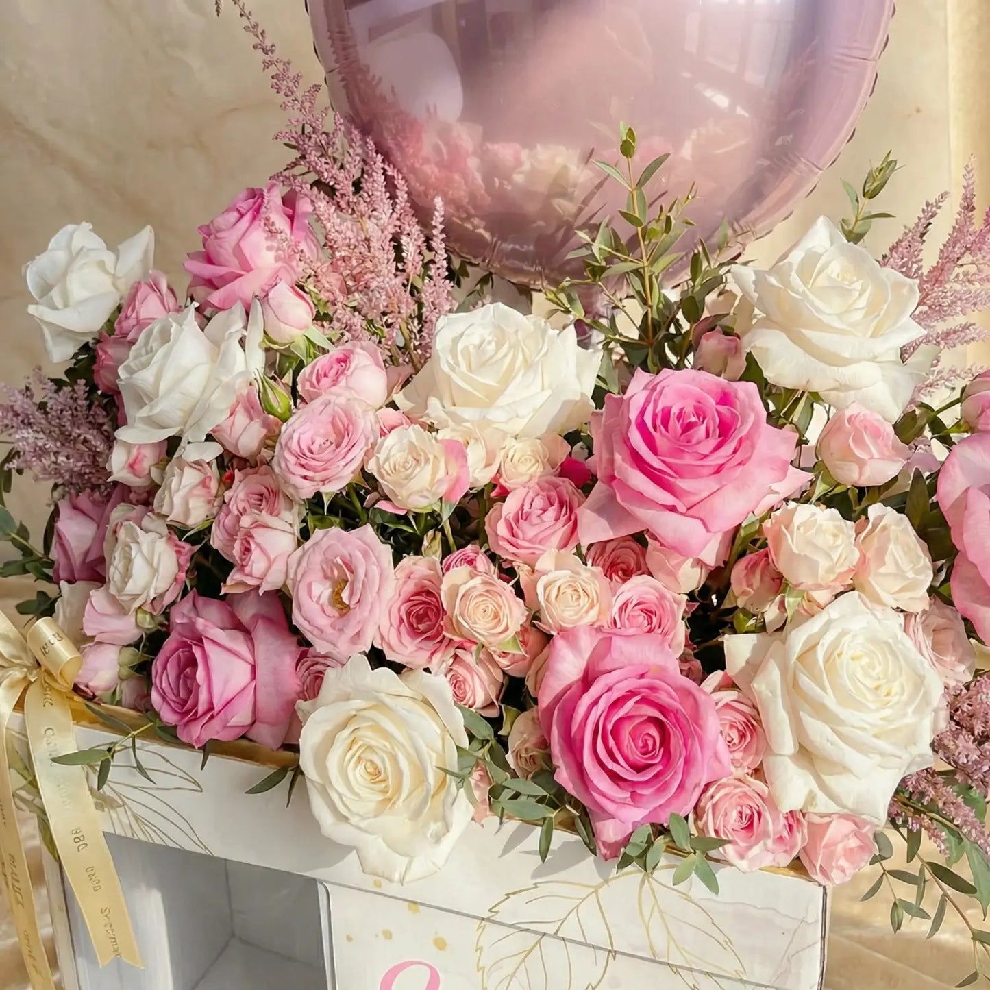 Luxurious Pink Pearl Celebration Box with Roses, Cupcakes & Perfume