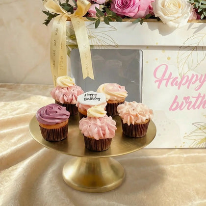 Luxurious Pink Pearl Celebration Box with Roses, Cupcakes & Perfume