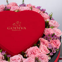 Exquisite Pink Rose and Godiva Chocolate Gift Set