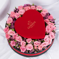 Exquisite Pink Rose and Godiva Chocolate Gift Set
