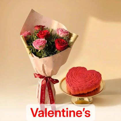 Valentine's Embrace: Romantic Red & Pink Rose