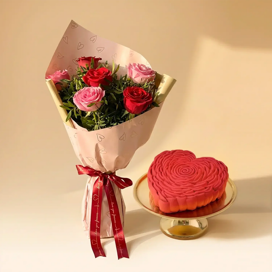 Valentine's Embrace: Romantic Red & Pink Rose