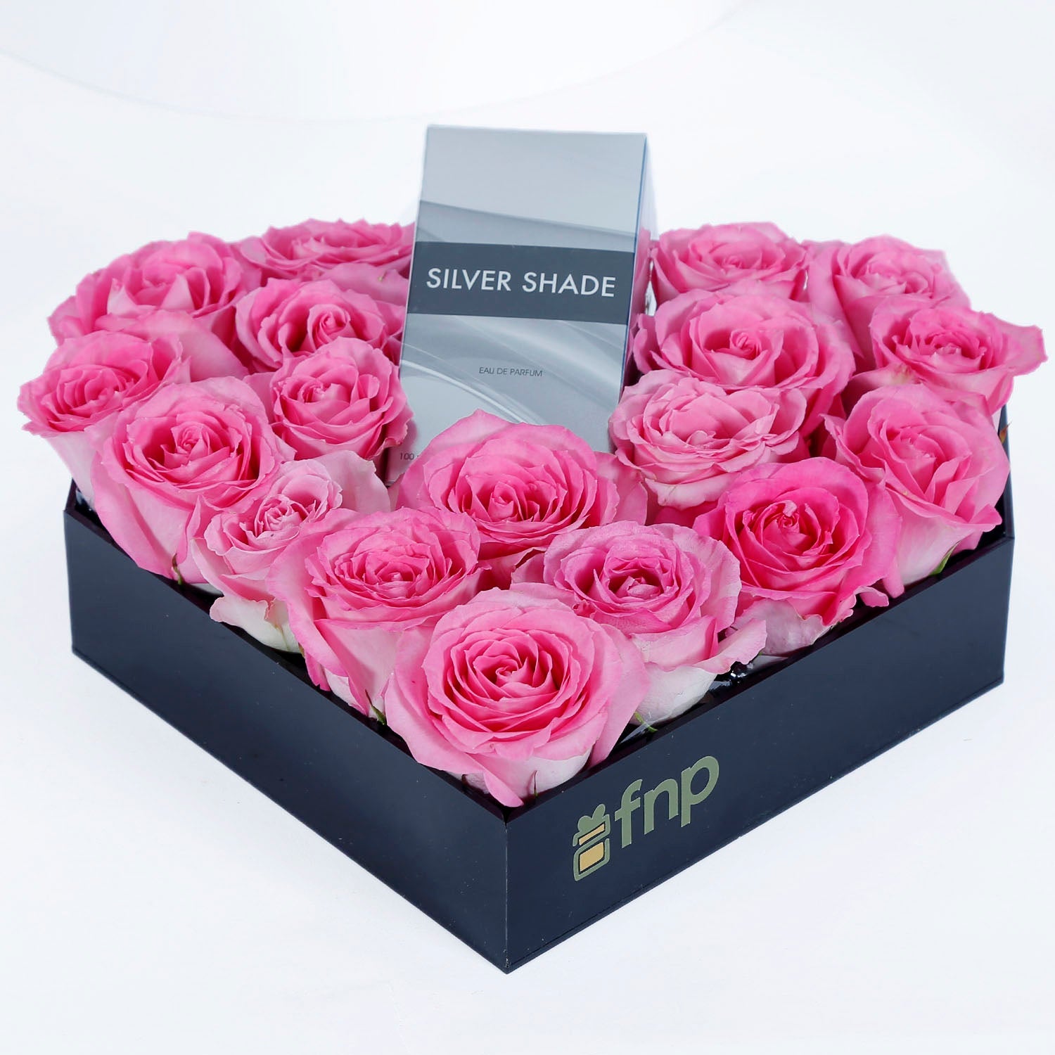 Pink Roses and Perfume Heart Shape Arrangement