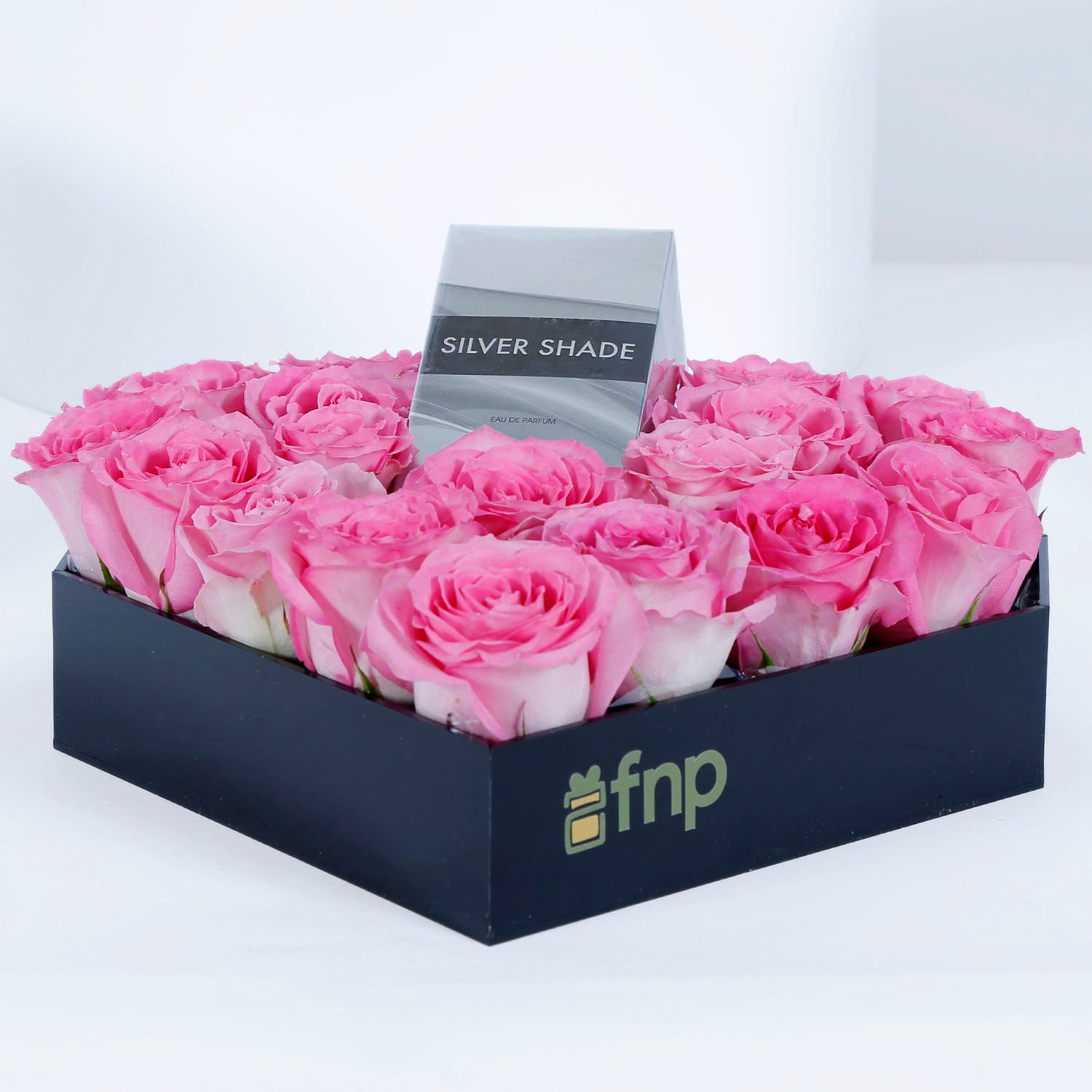 Pink Roses and Perfume Heart Shape Arrangement