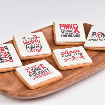 Empowerment Pink Ribbon Butter Cookies - Elegant Gift Box of 6