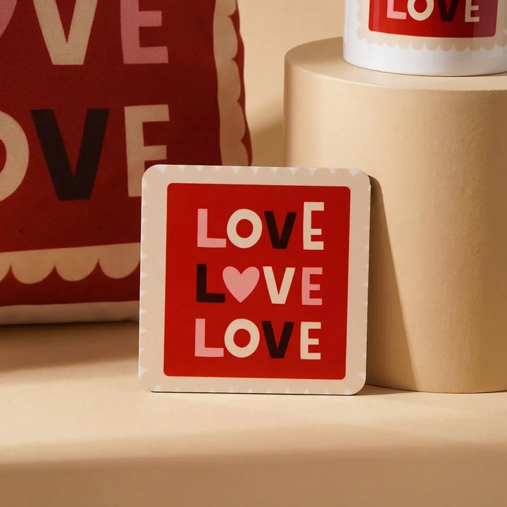 Charming Love Gift Combo: Cushion, Mug & Coaster Set