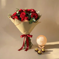 Romantic Red Rose & LED Moon Lamp Gift Set