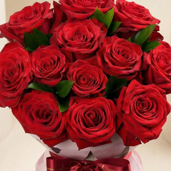 Eternal Romance: Red Rose & Ruscus Bouquet
