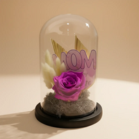 Eternal Purple Rose in Glass Dome with 'Mom' Topper - Perfect Gift for Mother's Day
