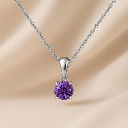 Purple Glow silver necklace With Lovely Roses Arrangement