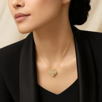 Elegant Radiant Floral Pendant Necklace in 925 Sterling Silver with Gold Plating