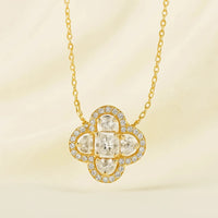 Elegant Radiant Floral Pendant Necklace in 925 Sterling Silver with Gold Plating