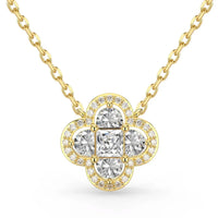 Elegant Radiant Floral Pendant Necklace in 925 Sterling Silver with Gold Plating