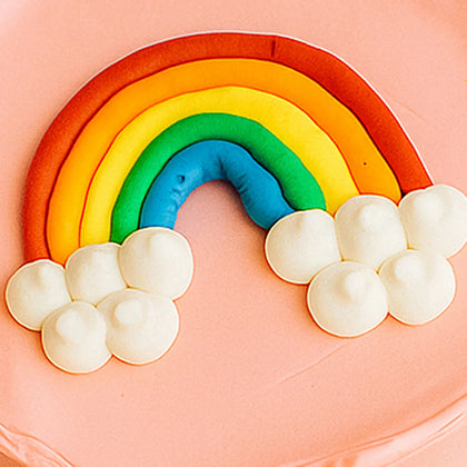 Rainbow On Pink Cake