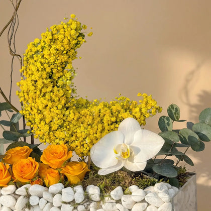 Ramadan Golden Crescent Floral Arrangement