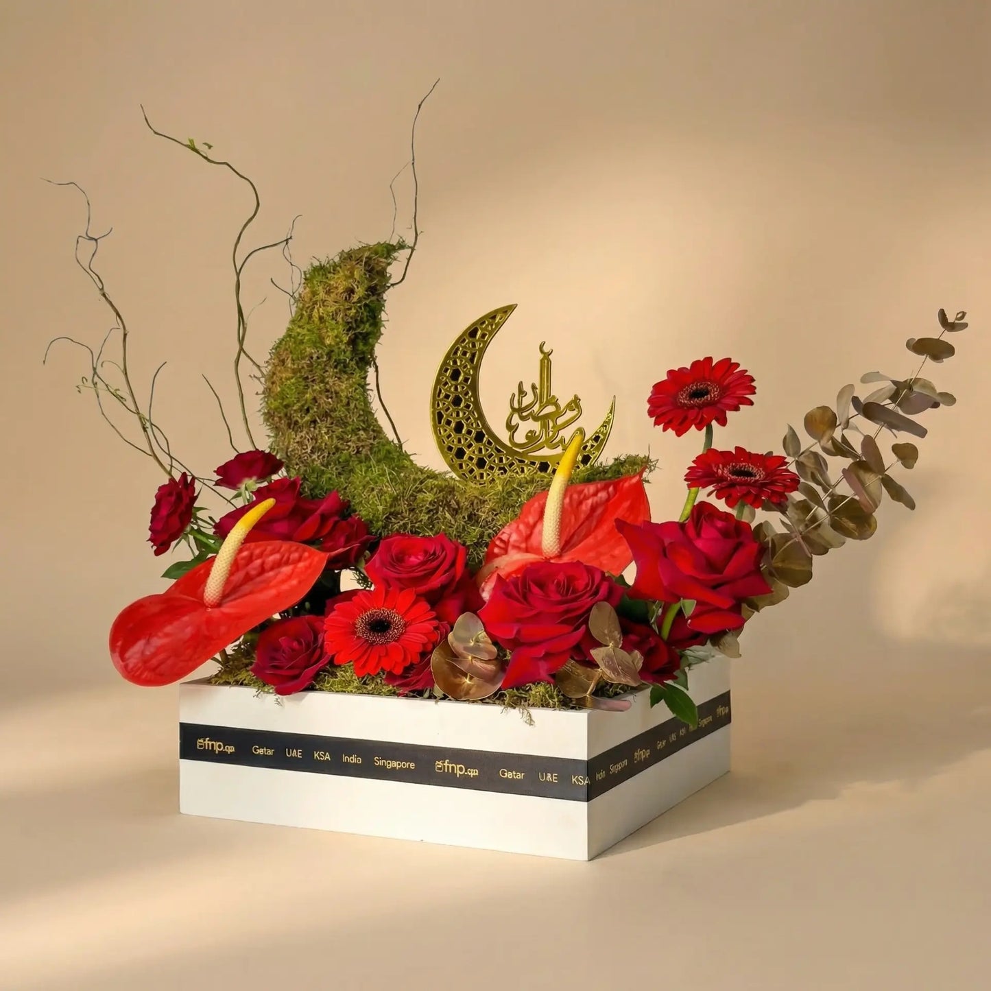 Elegant Ramadan Ruby Crescent Floral Arrangement