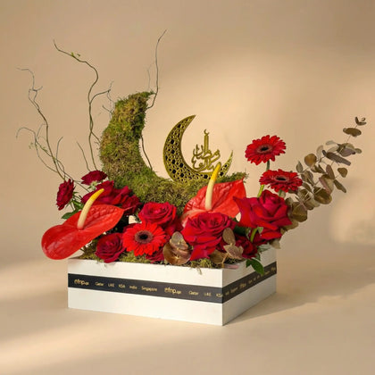 Elegant Ramadan Ruby Crescent Floral Arrangement