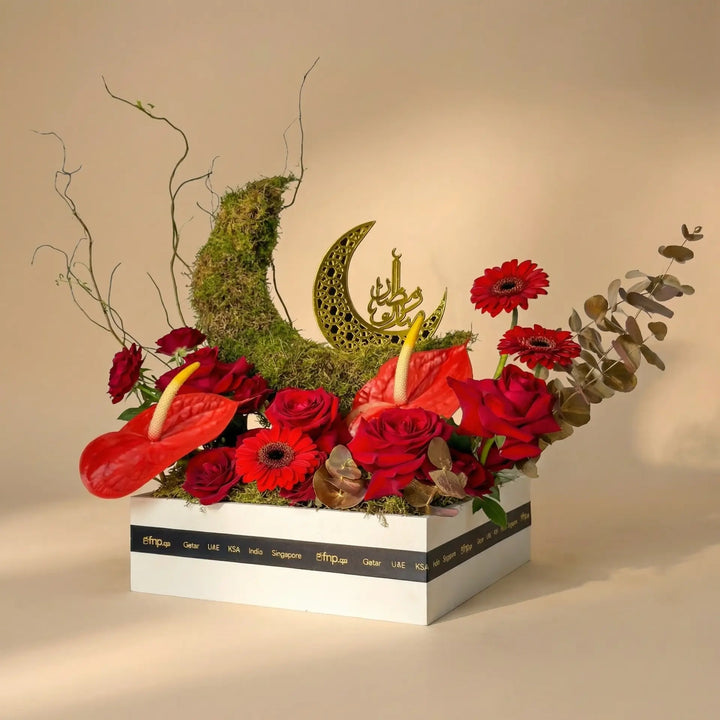 Elegant Ramadan Ruby Crescent Floral Arrangement