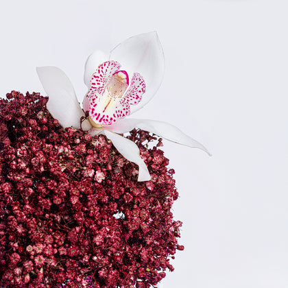 National Day Mug with Red Gypsophila and White Orchid