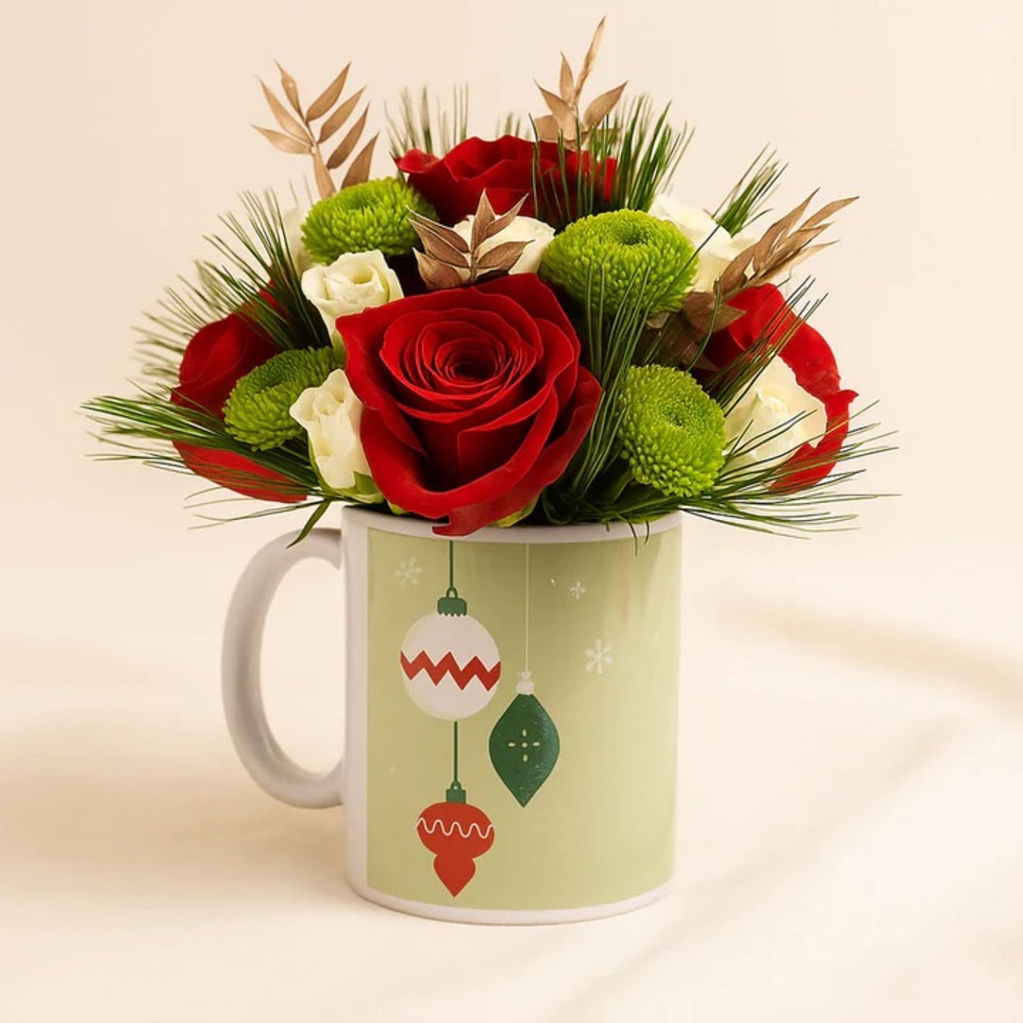 Red Rose n Daisy Flower Mug