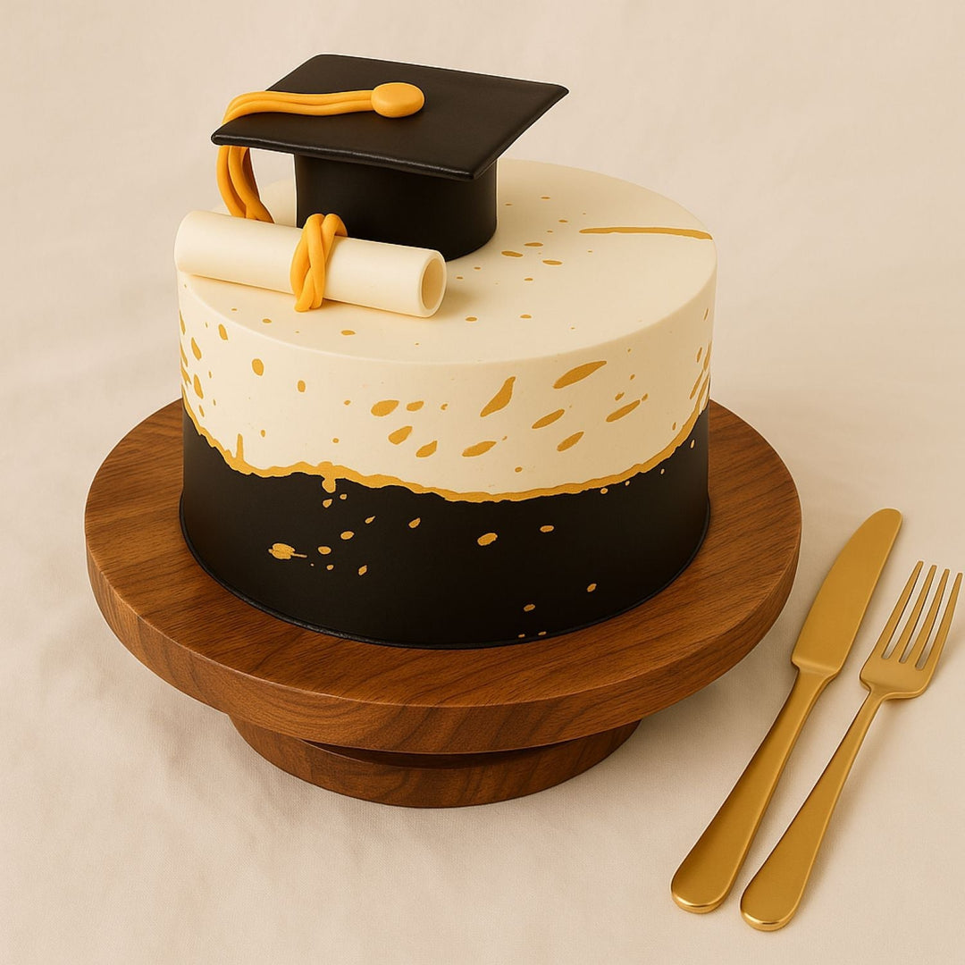 Luxurious Red Velvet Graduation Fondant Cake with Elegant Cap and Scroll
