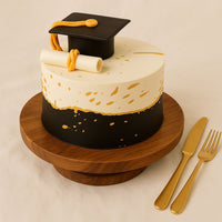 Luxurious Red Velvet Graduation Fondant Cake with Elegant Cap and Scroll