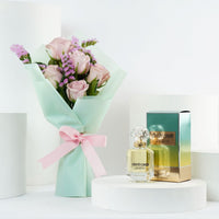 Roberto Cavalli Paradiso EDP with Elegant Pink Rose Bouquet
