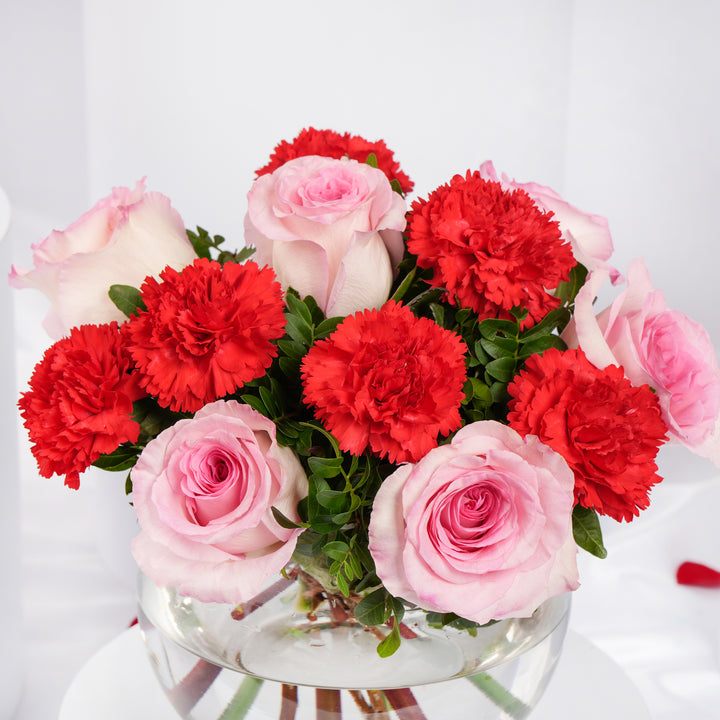 Valentine Combo | Flower Bowl N Heart Balloon