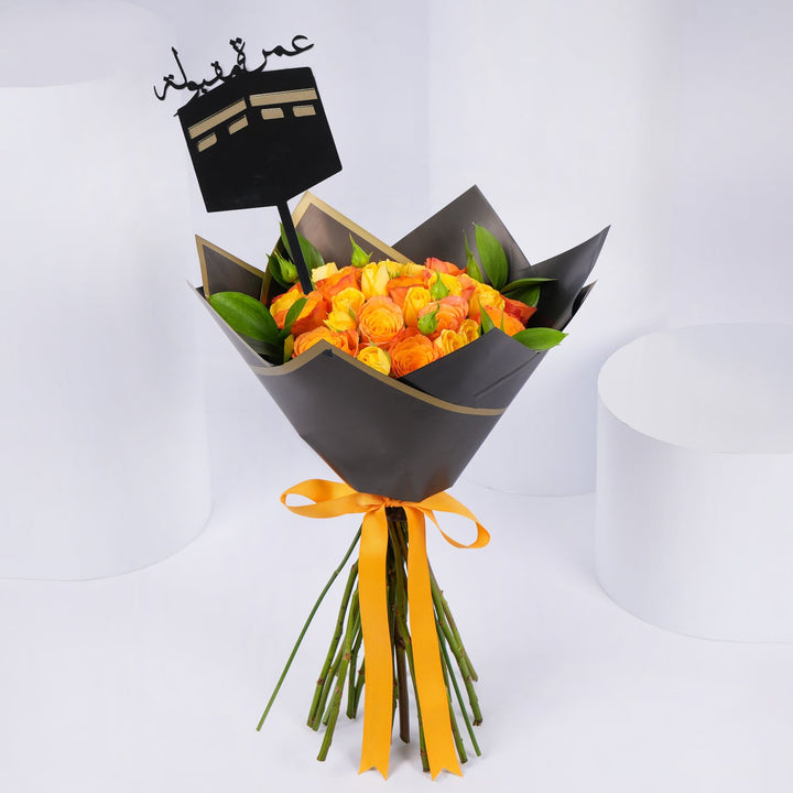 Roses of Devotion: Elegant Umrah Floral Bouquet