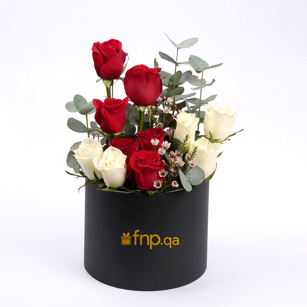 Elegant Roses Wishes Flower Arrangement in Black Box