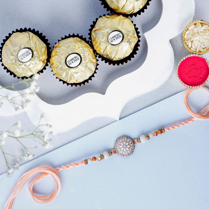 Rosy American Diamond Rakhi N Ferrero Delight