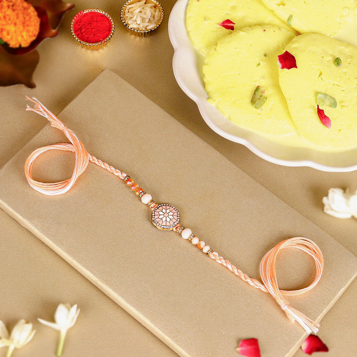 Rosy American Diamond Rakhi N Ras Malai Delight