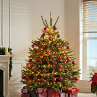 Elegant 6-Foot Royal Forest Artificial Christmas Tree with LED Lights and Red Decorations
