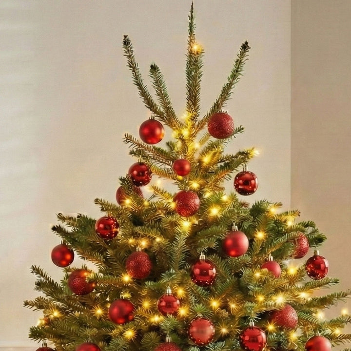 Elegant 6-Foot Royal Forest Artificial Christmas Tree with LED Lights and Red Decorations