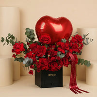 Exquisite Royal Love Rose Arrangement with Heart Balloon