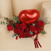 Exquisite Royal Love Rose Arrangement with Heart Balloon