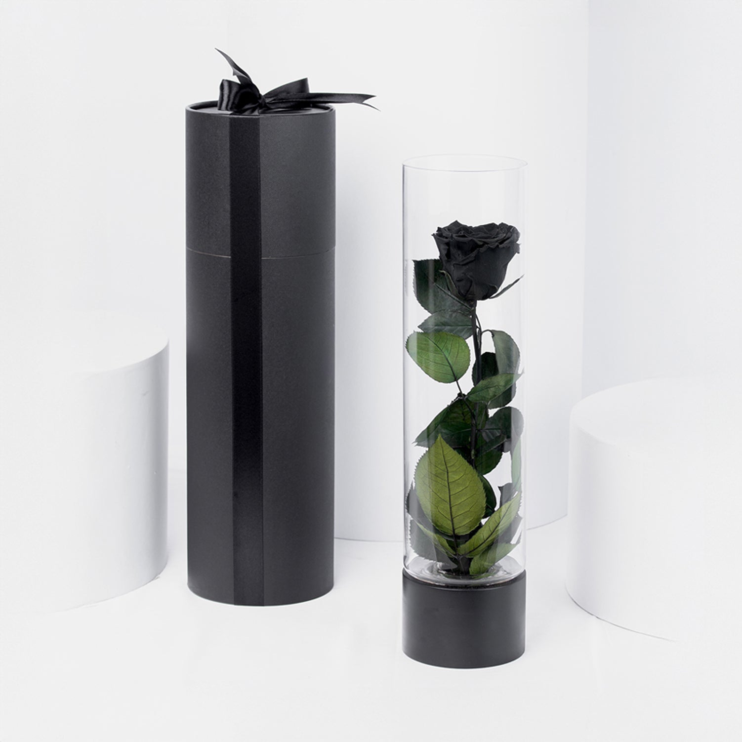 Luxury Black Forever Rose in a Beautiful Glass Vase